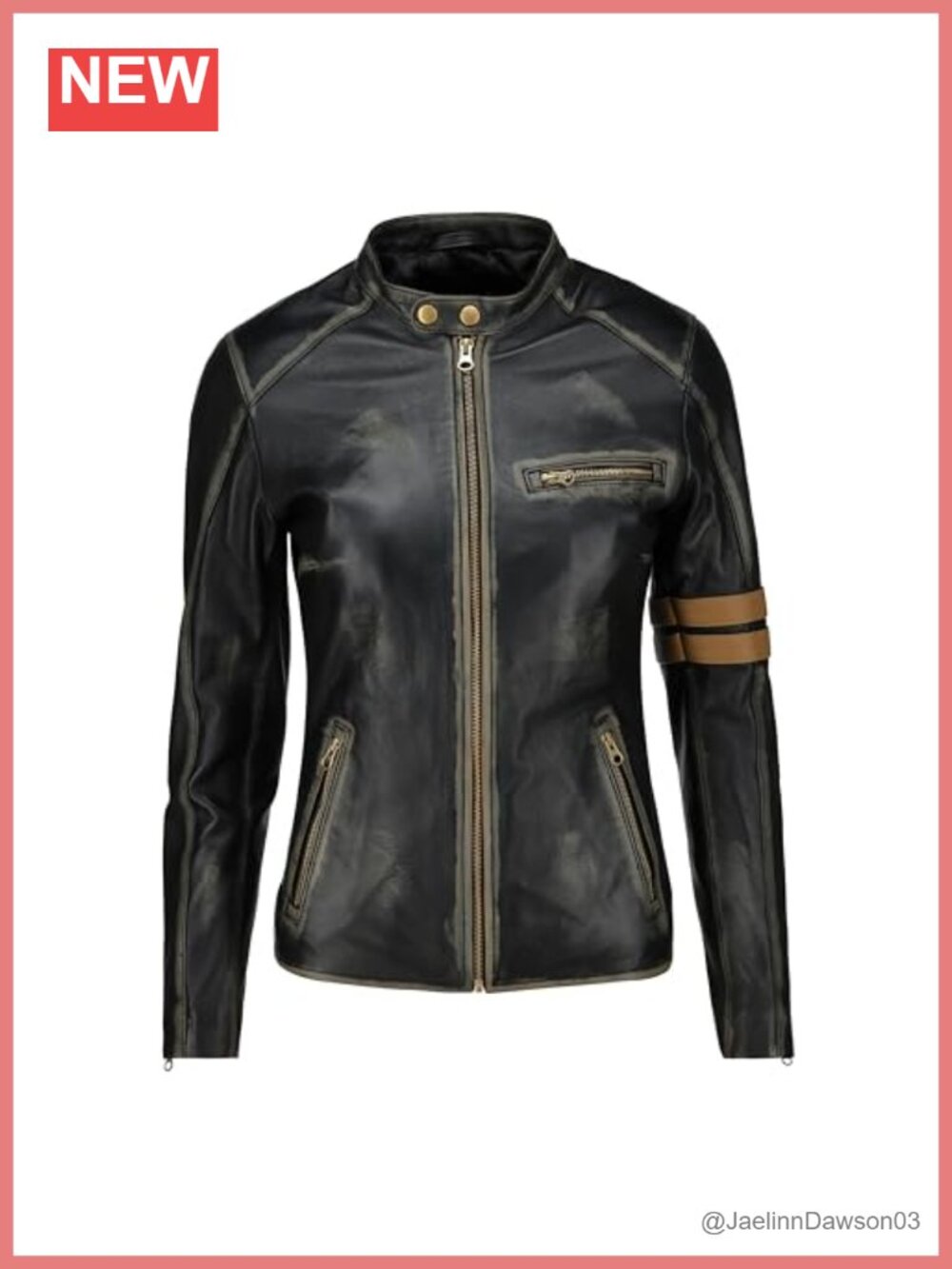 Genuine Leather Café Racer Moto Biker Jacket Women Slim Fit Quilted